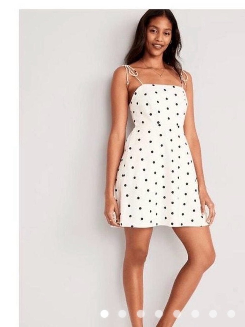 Old Navy White Mini Dress with Black Polka Dots